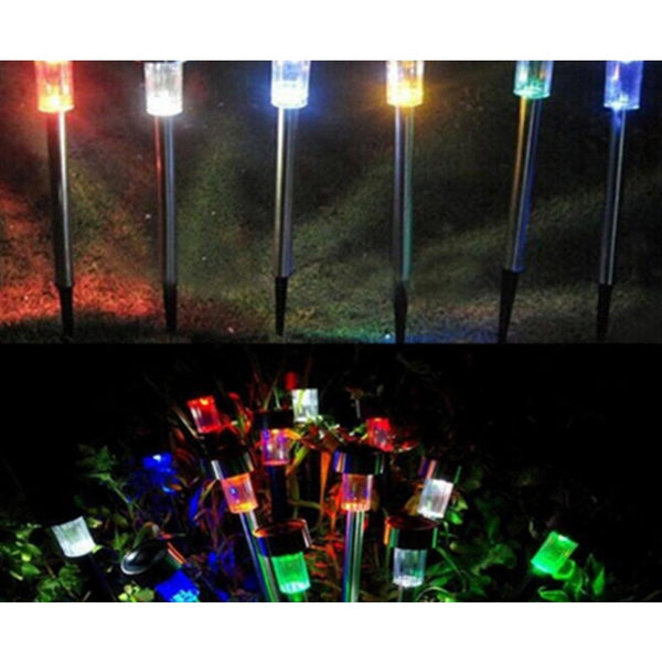 5Pcs Outdoor Garden Solar Powered Lamp Lawn Waterproof Stainless Steel Tube Light Landscape & Walkway Lights