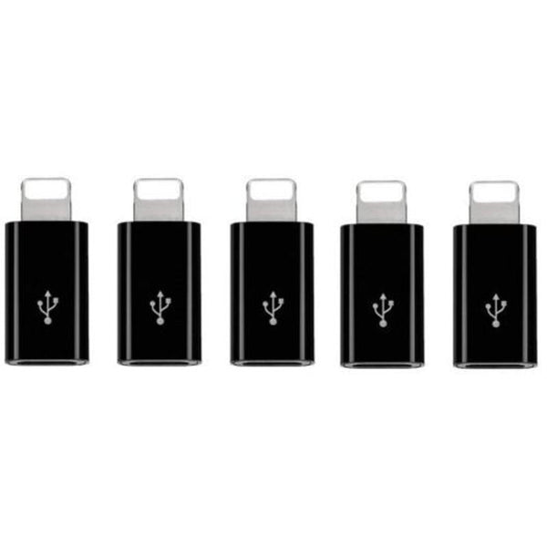 5Pcs Micro Usb To 8 Pin Adapter For Iphone X / Plus 7 6 6S Black Cables & Adapters