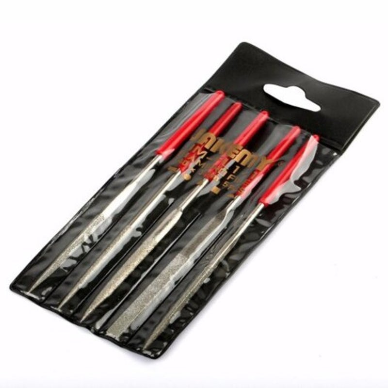 5Pcs Needle Kit Carving Jewelry Diamond Glass Stone Wood Craft Tool Red Files