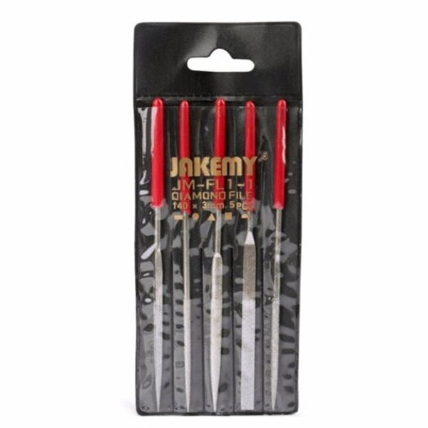 5Pcs Needle Kit Carving Jewelry Diamond Glass Stone Wood Craft Tool Red Files