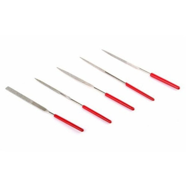 5Pcs Needle Kit Carving Jewelry Diamond Glass Stone Wood Craft Tool Red Files