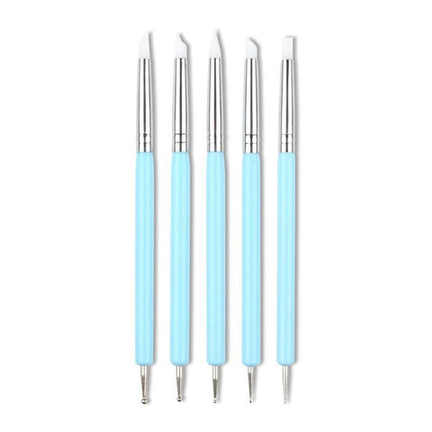 5Pcsset Double Ended Dotting Tools Set Nail Art Embossing Pottery Craft Silicone Brushes Clay Nail Art Tools