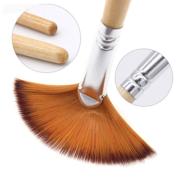 5Pcs/Set Fan Shaped Nylon Hair Gouache Watercolor Paint Brush Art Supplies