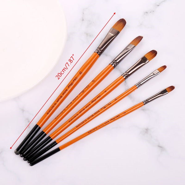 5Pcs/Set Filbert Paint Brushes Fine Nylon Hair Watercolor Gouache Paintbrushes Artists Brushes