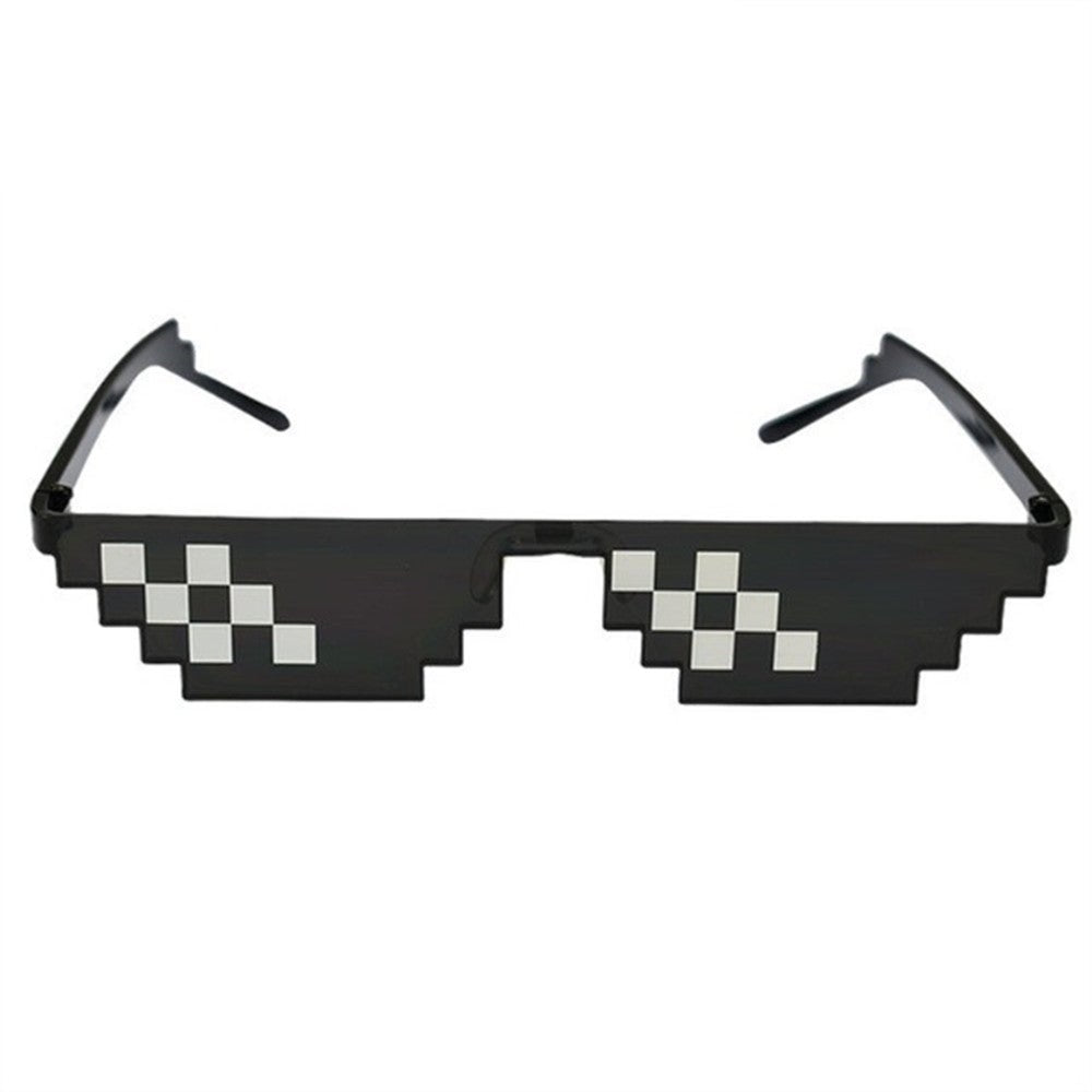 5Pcs Sunglasses Trick Toy Thug Life Mosaic Strips Glasses Funny Pixel Unisex Black Outdoor Goggles Novelty