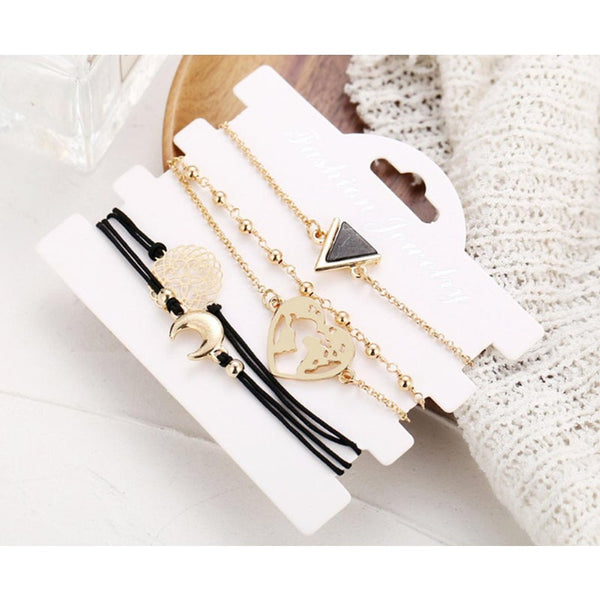 Veile Studios 5Pcs Triangular Love Map Bracelet And Footchain Jewelry Bracelets