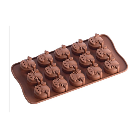5Pcs 15 Grid Pig Shaped Mold Silicone Chocolate Pudding Pastry Ice Tray Mould Ice Cubes Trays & Moulds