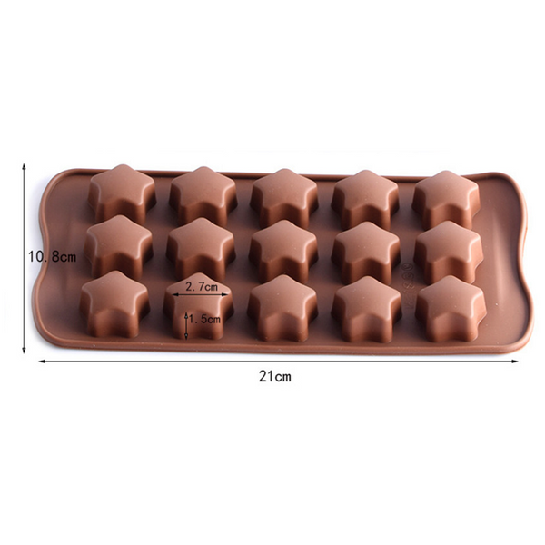 5Pcs 15-Grid Star Shaped Mold Silicone Chocolate Pudding Pastry Ice Tray Mould