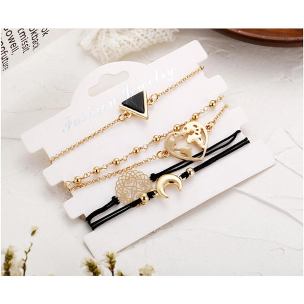 Veile Studios 5Pcs Triangular Love Map Bracelet And Footchain Jewelry Bracelets