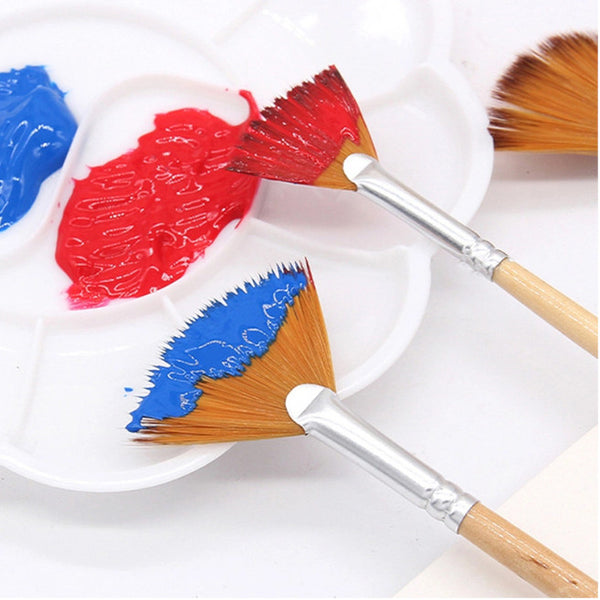 5Pcs/Set Fan Shape Gouache Painting Pen Nylon Hair Brush Drawing Supplies Beige