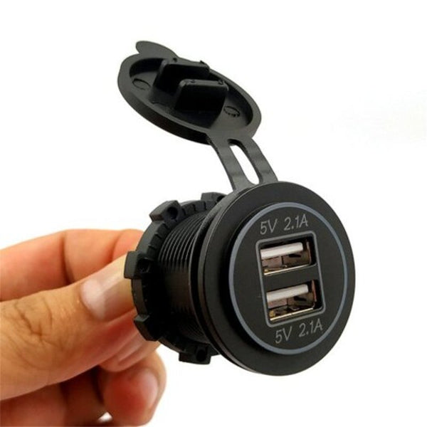 5V 4.2A Dual Usb Port Power Outlet For Motorcycle Boat Black Chargers & Cradles