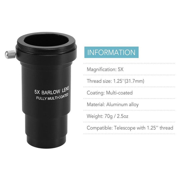 5X Barlow Eyepiece 1.25Inch Astronomical Telescope Telescope Eyepieces & Lenses