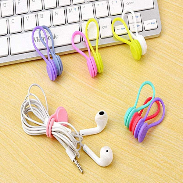 Cable Organisers 5X 10X Magnetic Tie Headphone Earphone Cord Winder Holder Clip