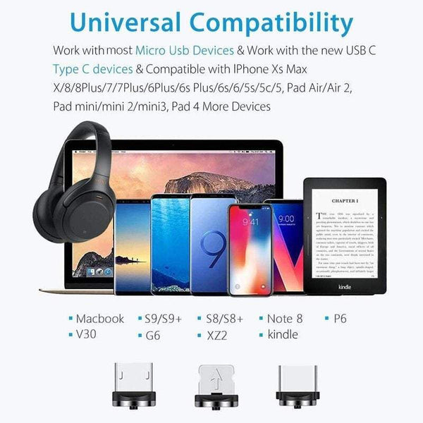 Phone Chargers Cables 6.6Ft Magnetic Suction Line 360 Round Data Three In One Charging Fast Cables & Adapters