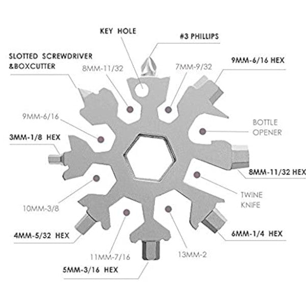 6 / 8 Heads Snowflake Multi Functional Keychain Tools