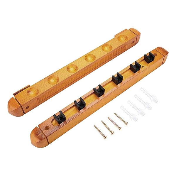 6 Cue Wall Mount Wood Rack Billiard 02 Racks