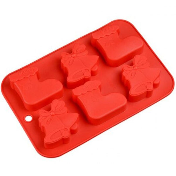 6 Even Christmas Cake Mold Silicone Diy Baking Tool Red