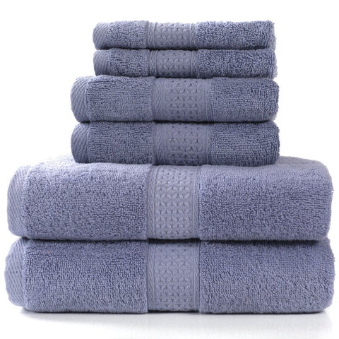 6 Piece Towel Sets Bath Face Hand Gray