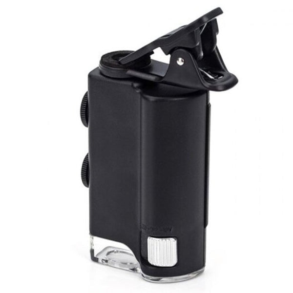 60 100 Times Universal Mobile Phone Clip Magnifying Glass Portable Microscope Black Microscopes