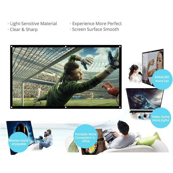 60 Hd 169 White Inch Diagonal Projection Foldable Theatre For Wall Indoors Outdoors Projector Screens