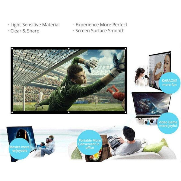 Projector Screens 60 Portable Hd 169 White Inch Diagonal Projection Foldable Home Theatre For Wall Indoors Outdoors