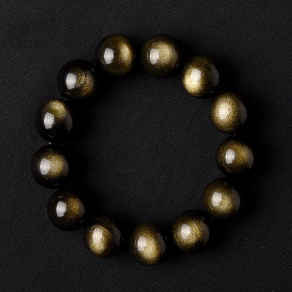 Gold Obsidian Stone Bracelet