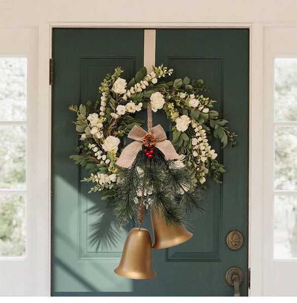 Christmas Bell Ornament Diy Indoor Door Window Wall Decoration Pine Needle Hanging Seasonal Decorations