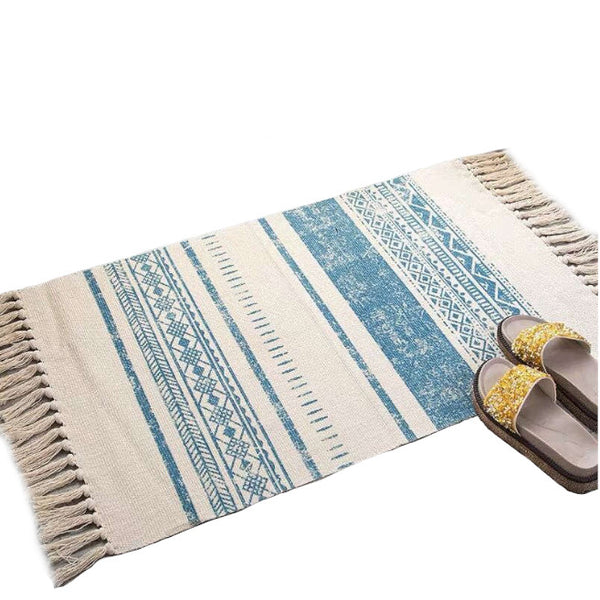 60 X 90Cm Retro Bohemian Hand Woven Cotton Linen Carpet Rug Rugs