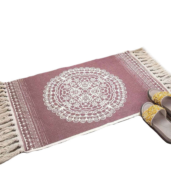 60 X 90Cm Retro Bohemian Hand Woven Cotton Linen Carpet Rug