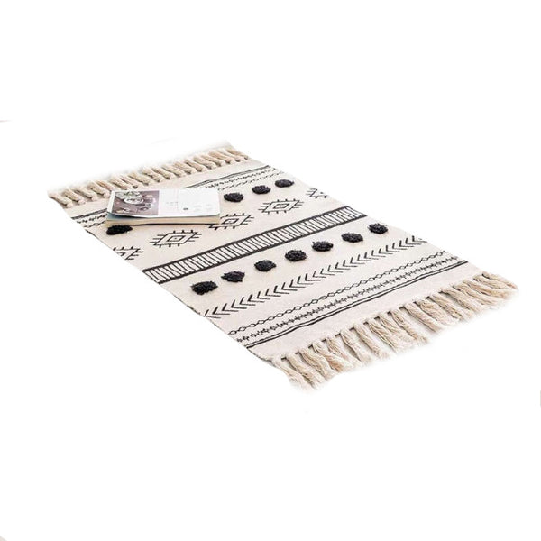 60 X 90Cm Retro Bohemian Hand Woven Cotton Linen Carpet Rug Rugs