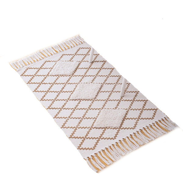 60 X 90Cm Retro Bohemian Hand Woven Cotton Linen Carpet Rug Rugs