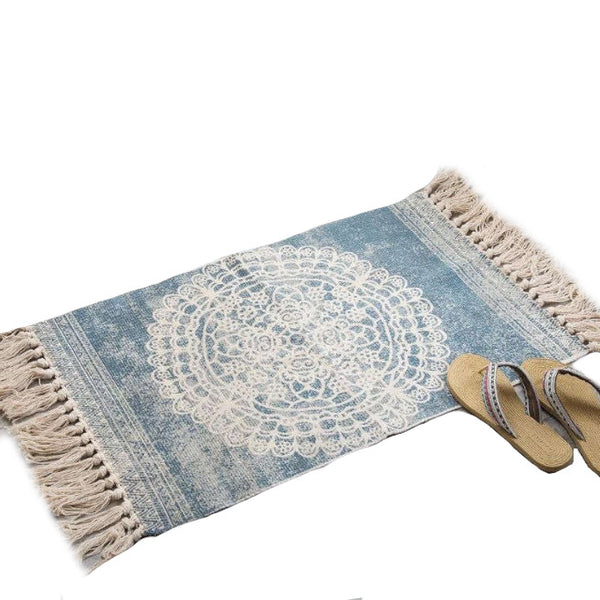 60 X 90Cm Retro Bohemian Hand Woven Cotton Linen Carpet Rug Rugs