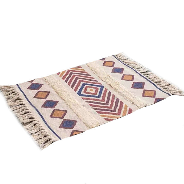 60 X 90Cm Retro Bohemian Hand Woven Cotton Linen Carpet Rug Rugs
