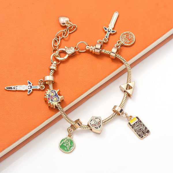 Legend Of Zelda Breath The Wild Bracelet Shika Stone Glasses Link Shield Master Sword Cartoon Diy Bracelets