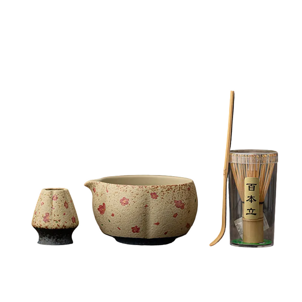 2 8Pcs Japanese Flint Red Matcha Set: Bamboo Whisk Bowl Box Exquisite Tea Tools Gift Teapots