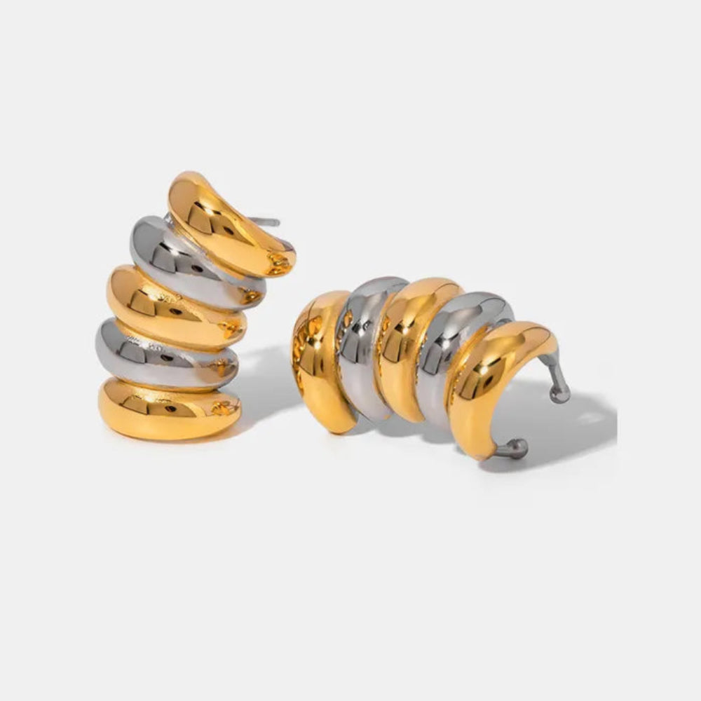 Stainless Steel Contrast Stud Earrings