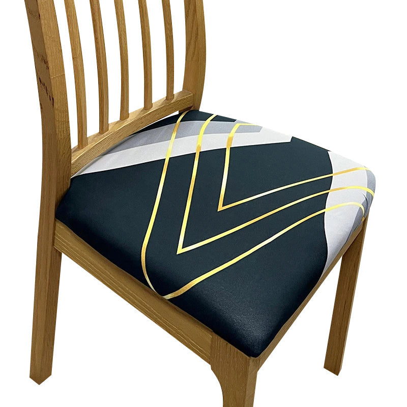 Chair Cover Black White Gold Triangular Design Stretch Seat For Dinning Kitchen Slipcovers