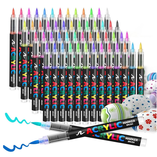 60 Colour Set Vibrant Cyan Acrylic Marker With Soft Brush Tip 13.8 Cm Professional Art Pen Art Pens & Markers