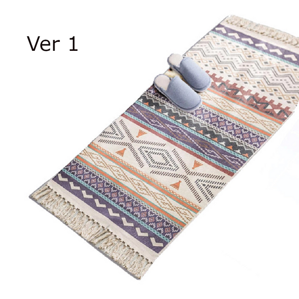 60 X 150Cm Retro Bohemian Carpet Hand Woven Cotton Linen Rug Bedside Geometric Floor Mat Living Room Bedroom Decor Ver Rugs