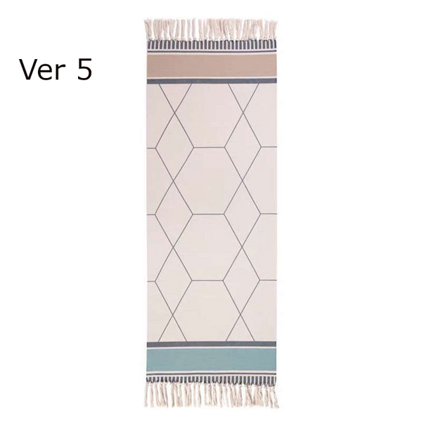 60 X 150Cm Retro Bohemian Carpet Hand Woven Cotton Linen Rug Bedside Geometric Floor Mat Living Room Bedroom Decor Ver Rugs