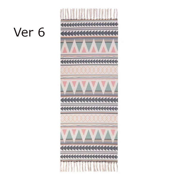 60 X 150Cm Retro Bohemian Carpet Hand Woven Cotton Linen Rug Bedside Geometric Floor Mat Living Room Bedroom Decor Ver Rugs