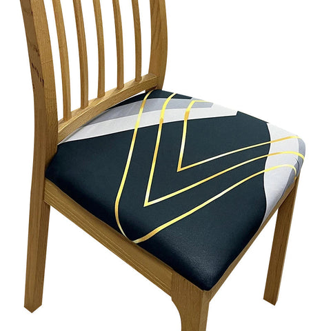 Chair Cover Black White Gold Triangular Design Stretch Seat For Dinning Kitchen Slipcovers