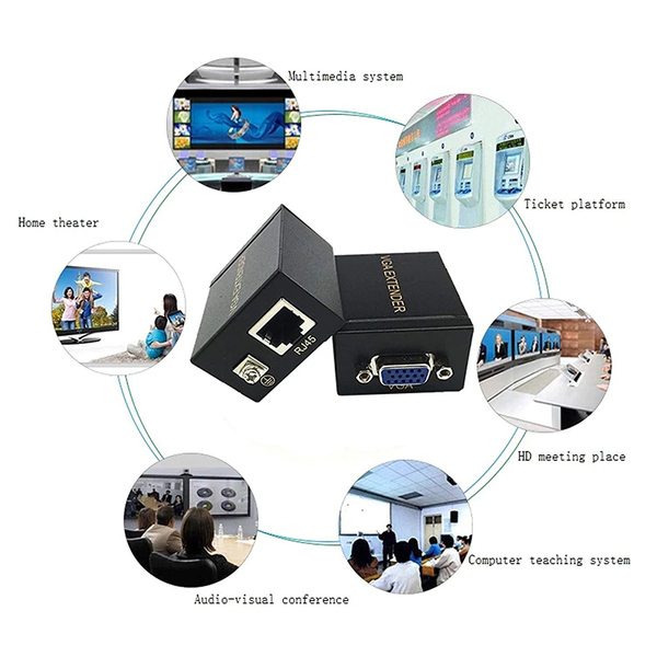 60M Vga Signal To Rj45 Extender Transmitter Receiver Set Single Ethernet Cable Monitor/Av Cables & Adapters