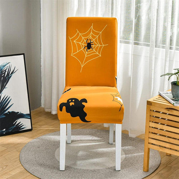 Chair Cover Gold Spider Cobweb Ghost Design Anti Dirt Elastic Material Slipcovers