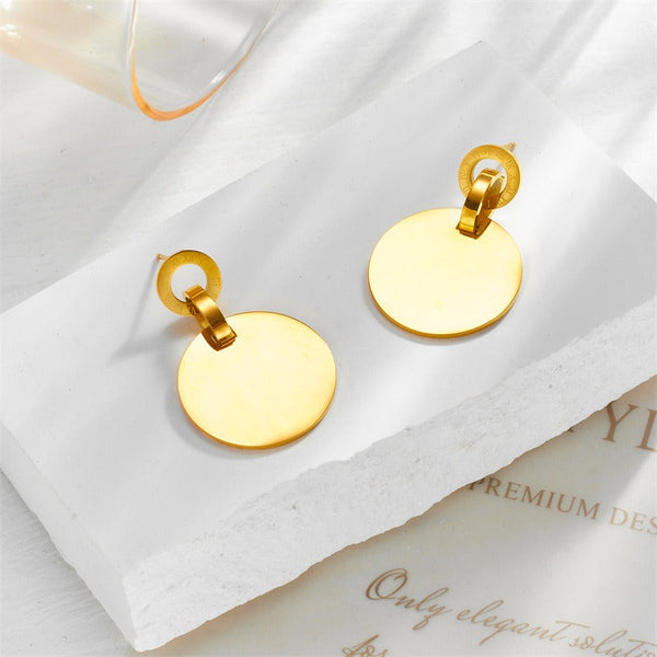 Veile Studios Geometric Circular Gold Plated Titanium Steel Women's For Everyday Wear Earrings