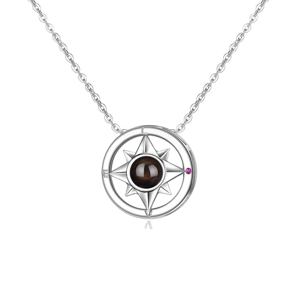Simple And Versatile With 100 Languages Compass Projection Necklace Accessories Customized Photo Engraving Pendant Necklaces & Pendants