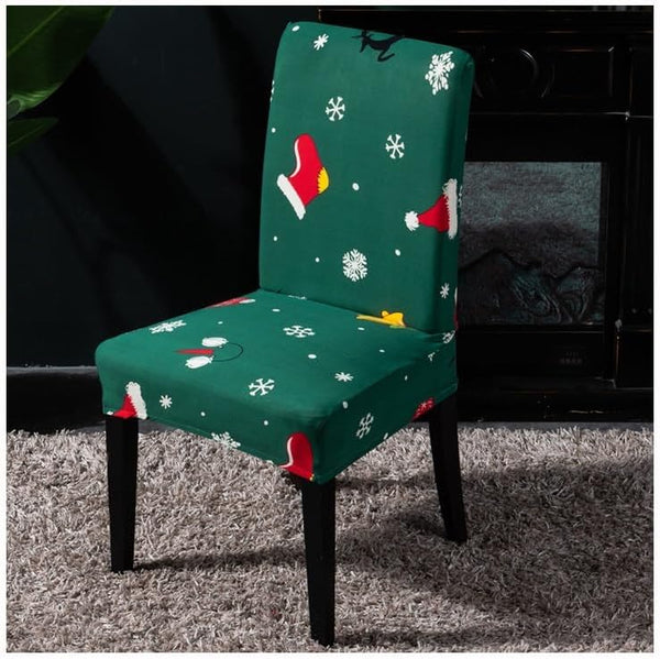Chair Cover Green Christmas Socks Holiday Design Anti Dirt Elastic Material Slipcovers
