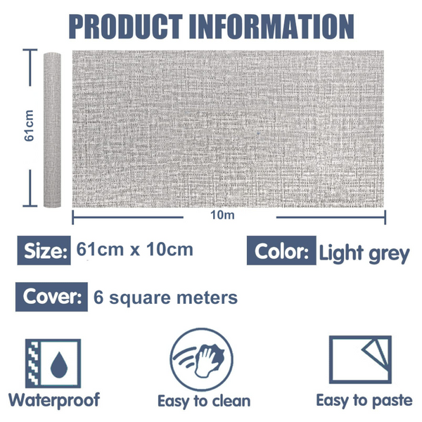 61Cm X 10M Wallpaper Decor Faux Grasscloth Contact Paper Self Adhesive Removable