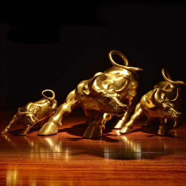 Figurine Gold Bull Resin For Living Room Desktop Decoration Accessories Sculptures & Figurines