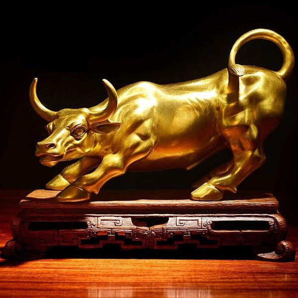 Figurine Gold Bull Resin For Living Room Desktop Decoration Accessories Sculptures & Figurines